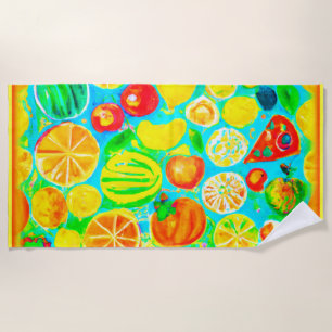 Serviette De Plage Motif aux fruits colorés. Commandez dès maintenant