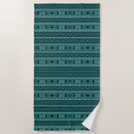 Serviette De Plage Motif Aztèque Turquoise Et Noir