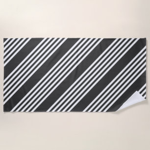 Serviette De Plage Motif blanc et charbon de bois à cinq bandes