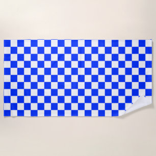 Serviette De Plage Motif chèque À damiers blanc bleu
