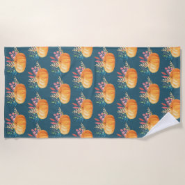 Serviette De Plage Motif Citrouille d'aquarelle orange