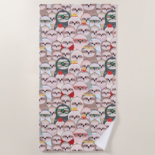 Serviette De Plage Motif comique de paresse (Devant)