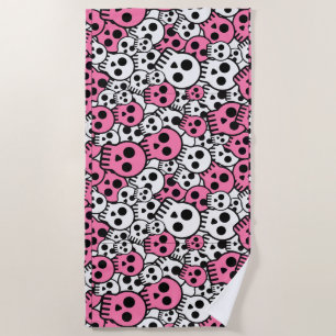 Serviette De Plage Motif crâne gothique rose Imprimer