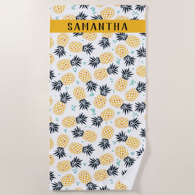 Serviette De Plage Motif d'ananas d'été personnalisé (Devant)