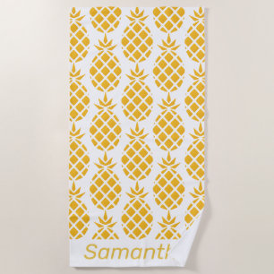 Serviette De Plage Motif d'ananas jaune géométrique personnalisé