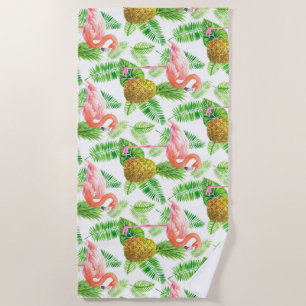 Serviette De Plage Motif d'aquarelle de jardin tropical