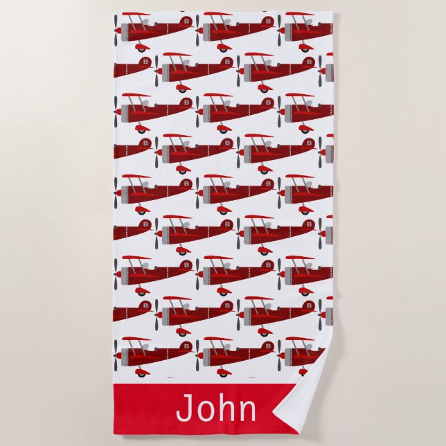 Serviette de plage Motif d'avion personnalisée (Devant)