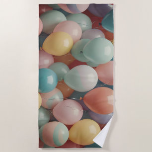 Serviette De Plage Motif de ballons de fête colorés 