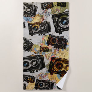 Serviette De Plage Motif de caméra Vintage voyage
