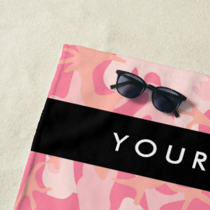 Serviette De Plage Motif de camouflage rose, Votre nom, Personnaliser