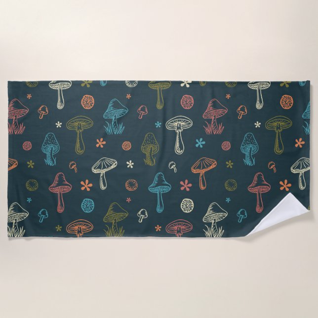 Serviette De Plage Motif de champignons Whimsical (Devant)