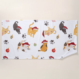 Serviette De Plage Motif de chat de vacances mignon