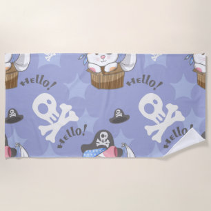 Serviette De Plage Motif de chaton pirate mignon