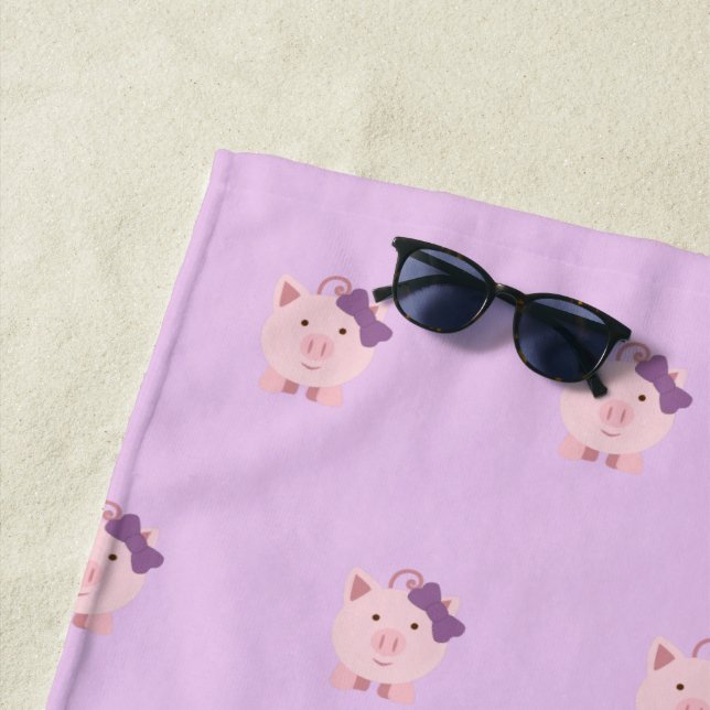 Serviette De Plage Motif de cochon mignon pour fille en caricature (En situation)