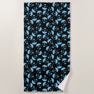 Serviette De Plage Motif de crâne noir et bleu