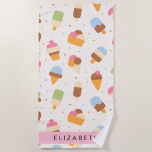 Serviette De Plage Motif de crème glacée, cône de crème glacée, Votre