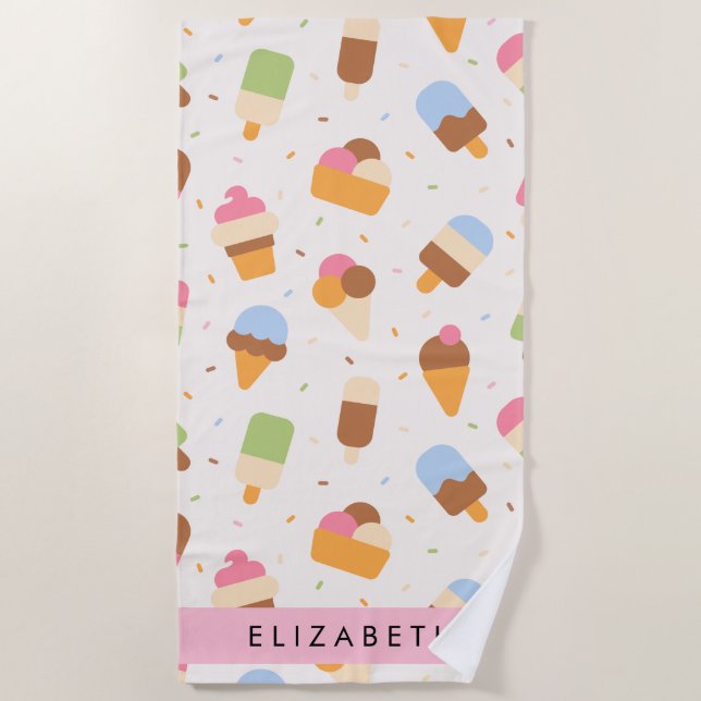 Serviette De Plage Motif de crème glacée, cône de crème glacée, Votre (Devant)
