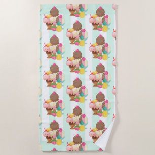 Serviette De Plage Motif de crème glacée mignonne