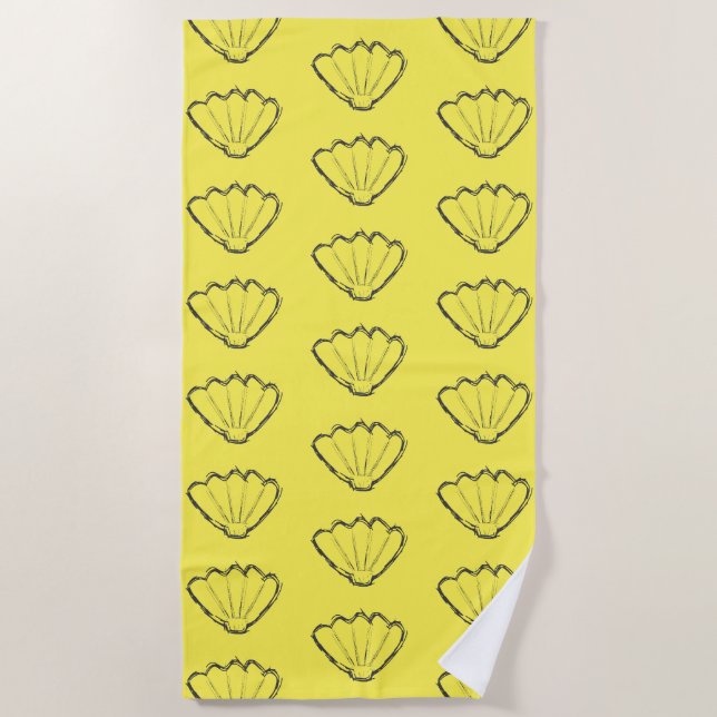 Serviette De Plage Motif de dessin Esquisse de coquillage (Devant)