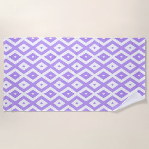 Serviette De Plage Motif de diamants violet et blanc