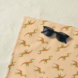 Serviette De Plage Motif de dinosaures jaune rayé rouge