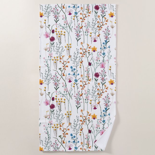 Serviette De Plage Motif de fleur sauvage d'été (Devant)