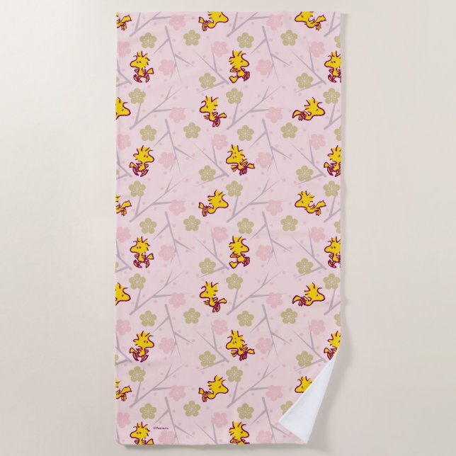 Serviette De Plage Motif de fleurs de cerisiers roses Woodstock (Devant)