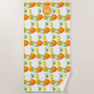 Serviette De Plage Motif de fruits citriques citron orange