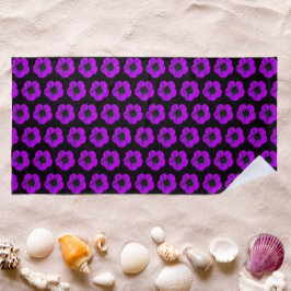 Serviette De Plage Motif de géranium violet sur Floral noir
