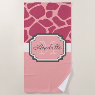 Serviette De Plage Motif de girafe rose