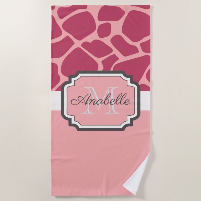 Serviette De Plage Motif de girafe rose (Devant)
