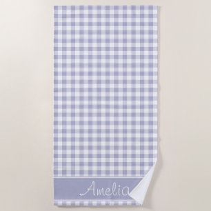 Serviette De Plage Motif de guingan de lavande personnalisé