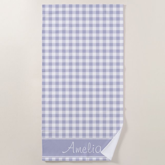 Serviette De Plage Motif | de guingan de lavande personnalisé (Devant)