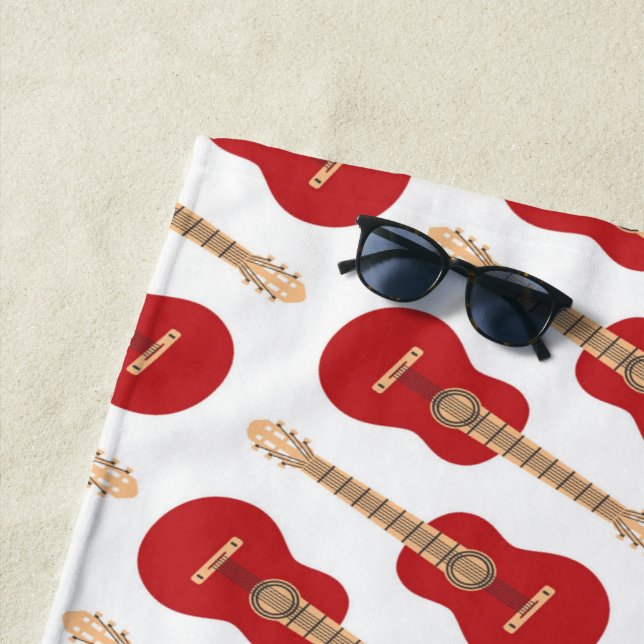 Serviette De Plage Motif de guitare rouge (En situation)