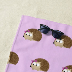 Serviette De Plage Motif de hérisson de fille en caricature mignonne