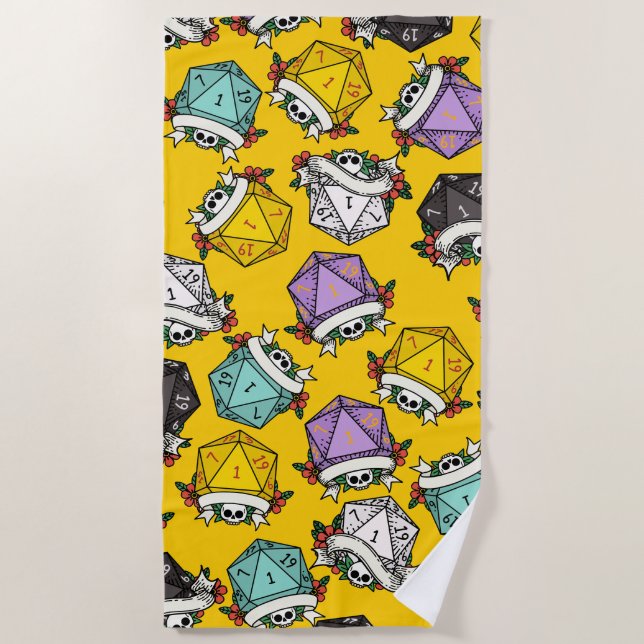Serviette De Plage Motif de jeu de dés D20 (Devant)