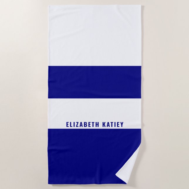 Serviette De Plage Motif de la Marine Bleu et Blancs (Devant)