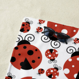Serviette De Plage Motif De Ladybugs, Mignons Ladybugs, Red Ladybugs