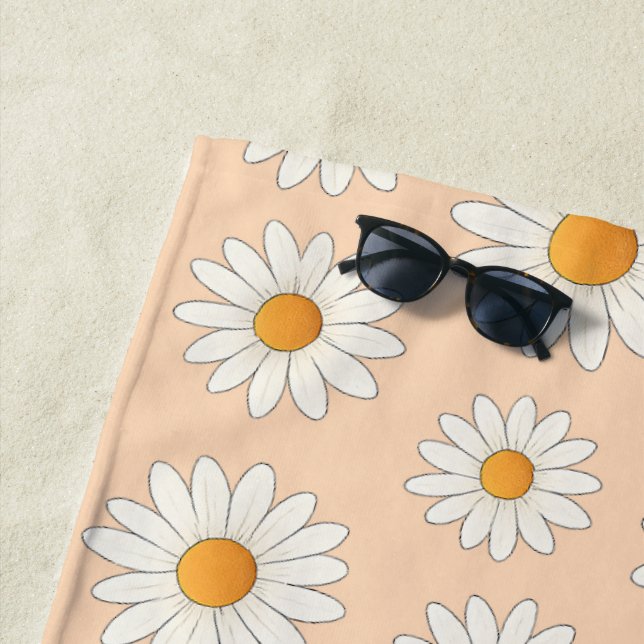 Serviette De Plage Motif de marguerite - Accessoire d'été floral - (En situation)
