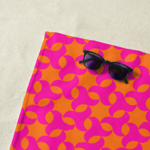 Serviette De Plage Motif de mosaïque d'étoile islamique rose chaud et