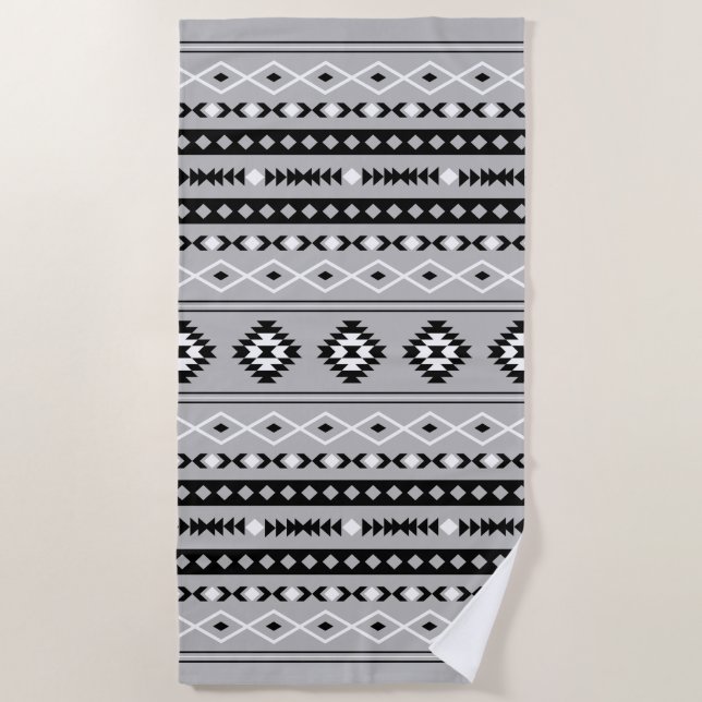 Serviette De Plage Motif de motifs mixtes noir blanc aztèque (Devant)
