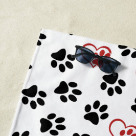 Serviette De Plage Motif De Pâtes, Pâtes Noires, Pâtes Rouges, Coeurs