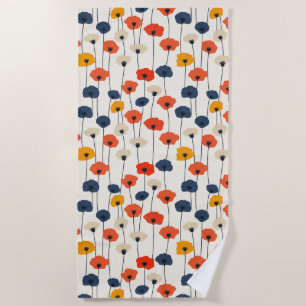 Serviette De Plage Motif de pavots colorés à l'aquarelle
