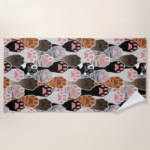 Serviette De Plage Motif de plusieurs pattes de chat