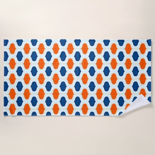 Serviette De Plage Motif de renouveau bleu et orange (Devant)