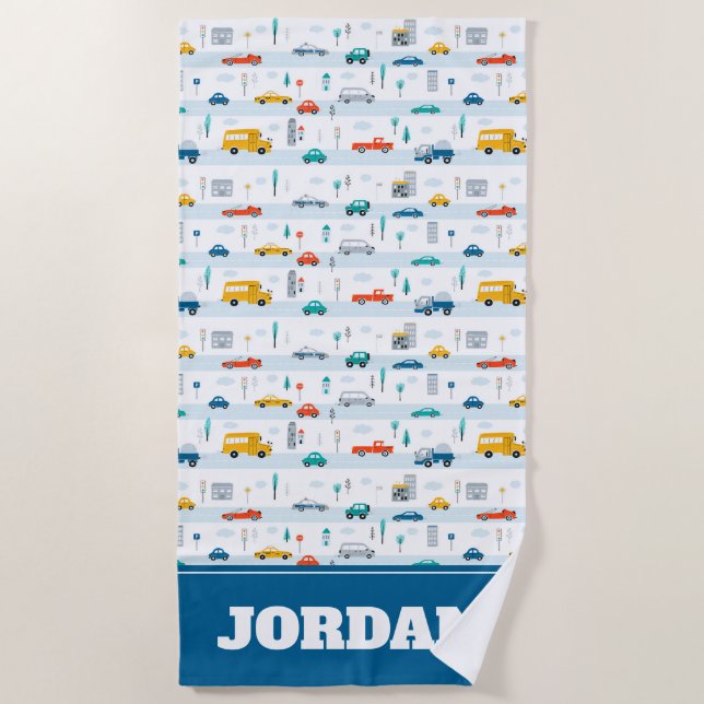 Serviette De Plage Motif de véhicule routier migre (Devant)