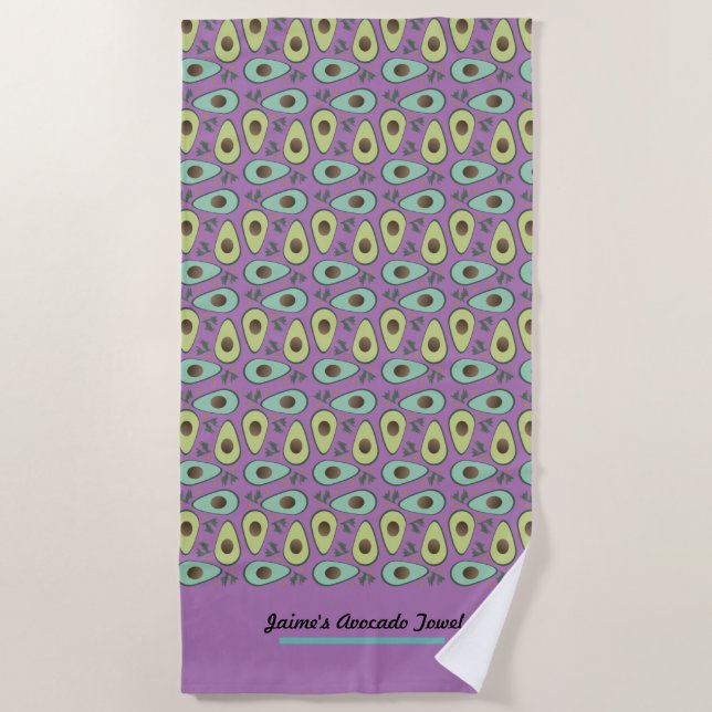 Serviette De Plage Motif de verdure de demi-avocat amusant (Devant)