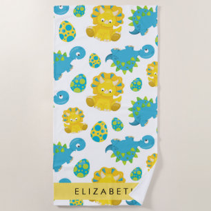 Serviette De Plage Motif Des Dinosaures, Dinosaures Mignons, Votre No
