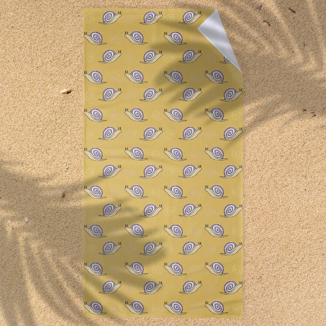 Serviette De Plage Motif d'escargots et de torrents illustrés (Snail Pattern Beach Towel)