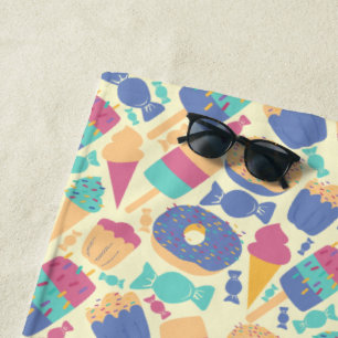 Serviette De Plage Motif d'été de la crème glacée et des bonbons